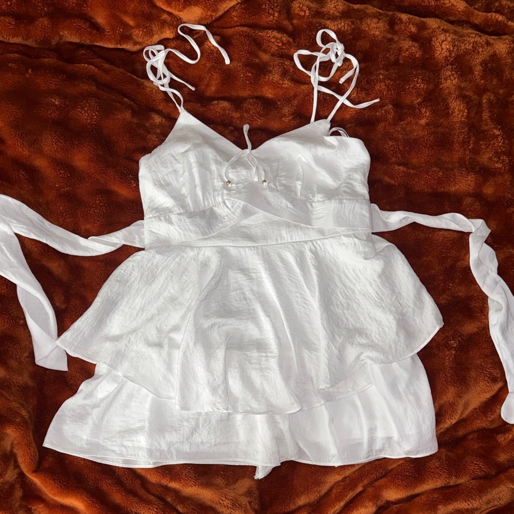 Francesca's Elegant White Ruffle Romper